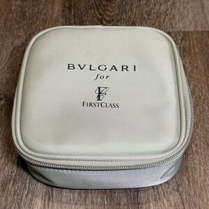 Bvlgari Pouch Watch Travel Case Zipper 6x6x2" Cream‎ Neutral Earth Tone Color